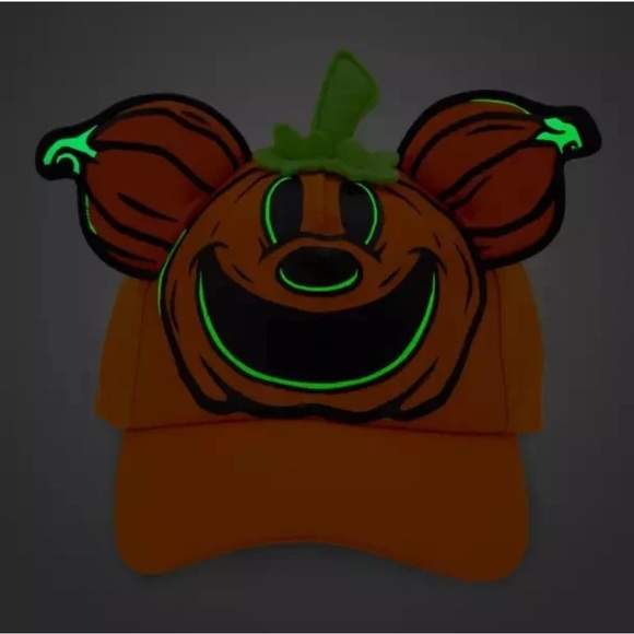 Disney 2024 MICKEY MOUSE 🎃 Pumpkin Glow in the Dark Baseball Hat Adult Size NEW - Picture 9 of 11